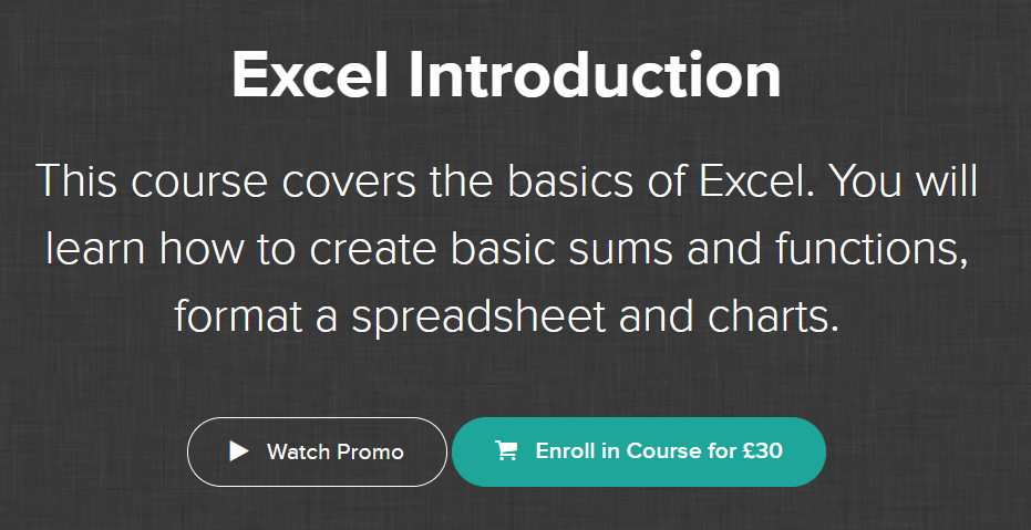 Excel Introduction online course